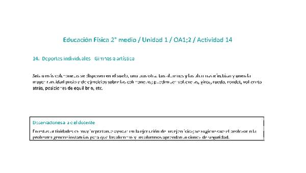 Educación Física 2 medio-Unidad 1-OA1;2-Actividad 14 Educación Física 2 medio-Unidad 1-OA1;2-Actividad 14