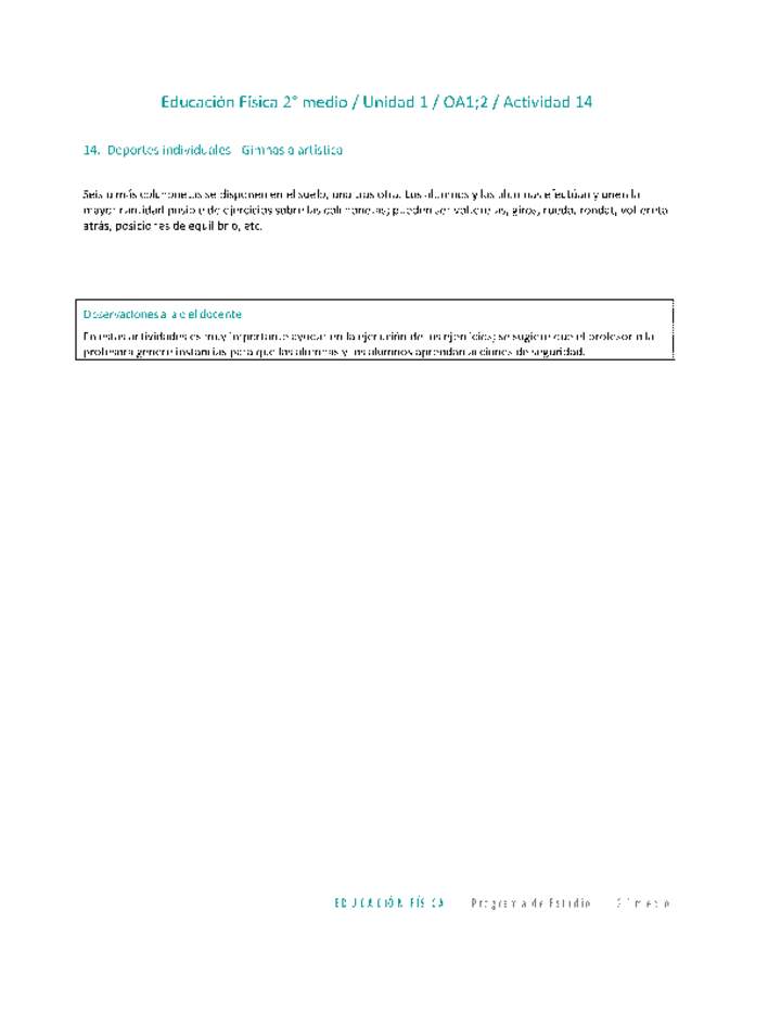 Educación Física 2 medio-Unidad 1-OA1;2-Actividad 14 Educación Física 2 medio-Unidad 1-OA1;2-Actividad 14