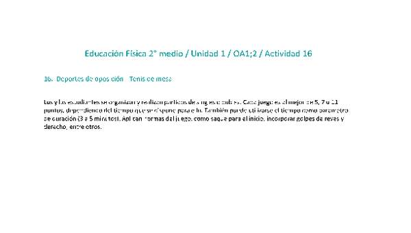 Educación Física 2 medio-Unidad 1-OA1;2-Actividad 16 Educación Física 2 medio-Unidad 1-OA1;2-Actividad 16