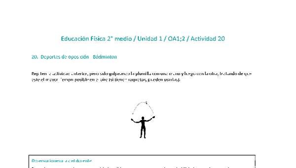 Educación Física 2 medio-Unidad 1-OA1;2-Actividad 20 Educación Física 2 medio-Unidad 1-OA1;2-Actividad 20