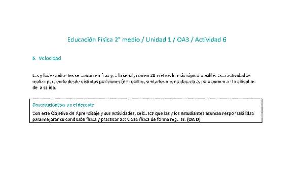 Educación Física 2 medio-Unidad 1-OA3-Actividad 6 Educación Física 2 medio-Unidad 1-OA3-Actividad 6