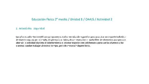 Educación Física 2 medio-Unidad 1-OA4;5-Actividad 2 Educación Física 2 medio-Unidad 1-OA4;5-Actividad 2
