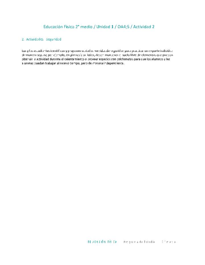 Educación Física 2 medio-Unidad 1-OA4;5-Actividad 2 Educación Física 2 medio-Unidad 1-OA4;5-Actividad 2