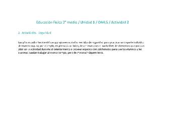 Educación Física 2 medio-Unidad 1-OA4;5-Actividad 2 Educación Física 2 medio-Unidad 1-OA4;5-Actividad 2