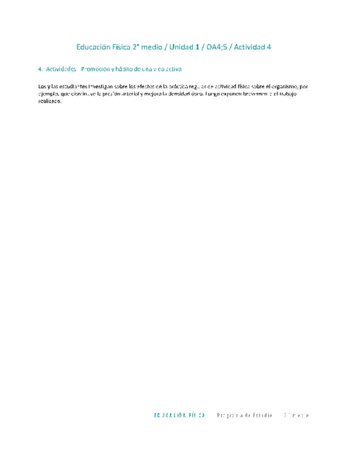 Educación Física 2 medio-Unidad 1-OA4;5-Actividad 4 Educación Física 2 medio-Unidad 1-OA4;5-Actividad 4