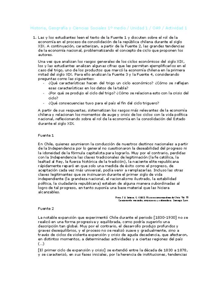 Historia 1 medio-Unidad 1-OA9-Actividad 1 Historia 1 medio-Unidad 1-OA9-Actividad 1