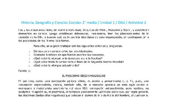 Historia 2 medio-Unidad 1-OA2-Actividad 2 Historia 2 medio-Unidad 1-OA2-Actividad 2