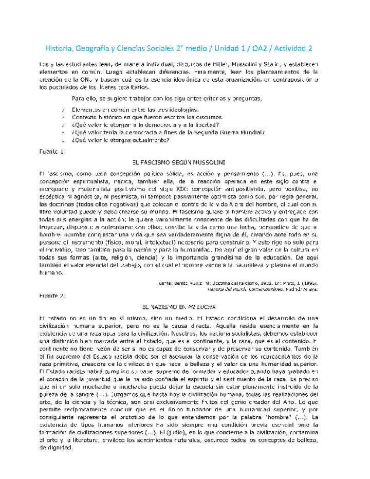Historia 2 medio-Unidad 1-OA2-Actividad 2 Historia 2 medio-Unidad 1-OA2-Actividad 2