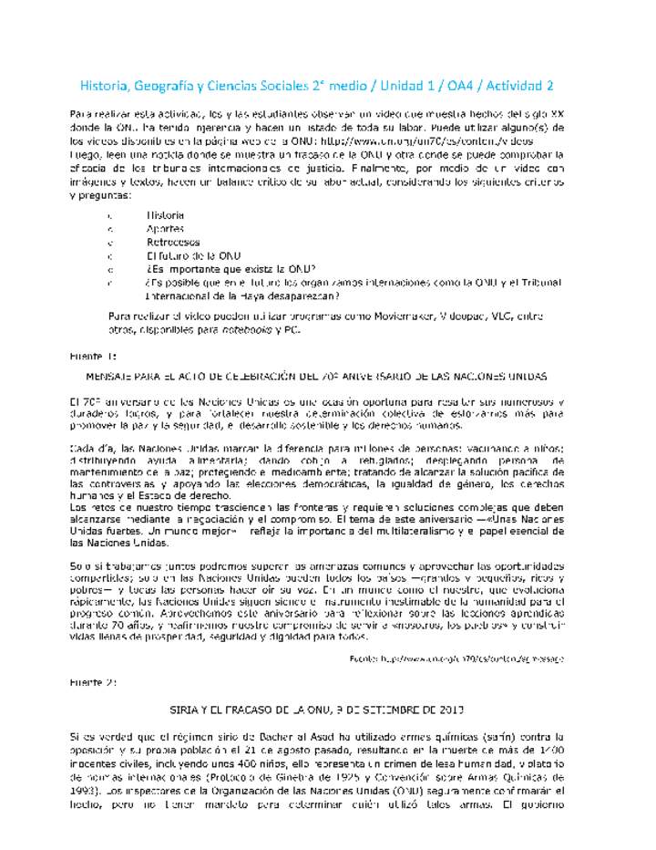 Historia 2 medio-Unidad 1-OA4-Actividad 2 Historia 2 medio-Unidad 1-OA4-Actividad 2