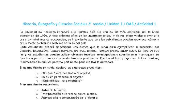 Historia 2 medio-Unidad 1-OA6-Actividad 1 Historia 2 medio-Unidad 1-OA6-Actividad 1
