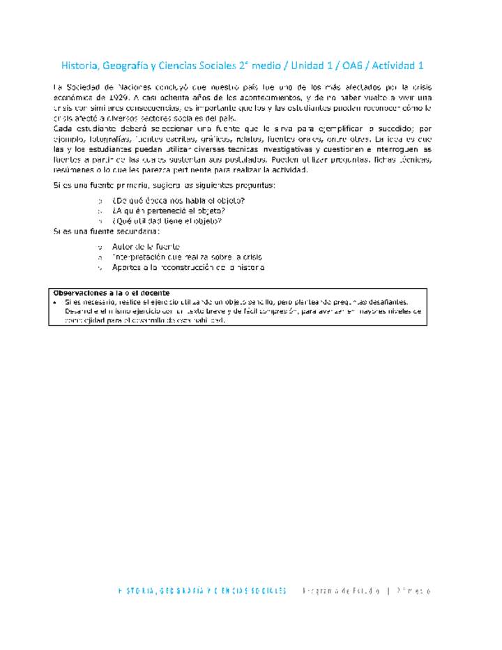 Historia 2 medio-Unidad 1-OA6-Actividad 1 Historia 2 medio-Unidad 1-OA6-Actividad 1