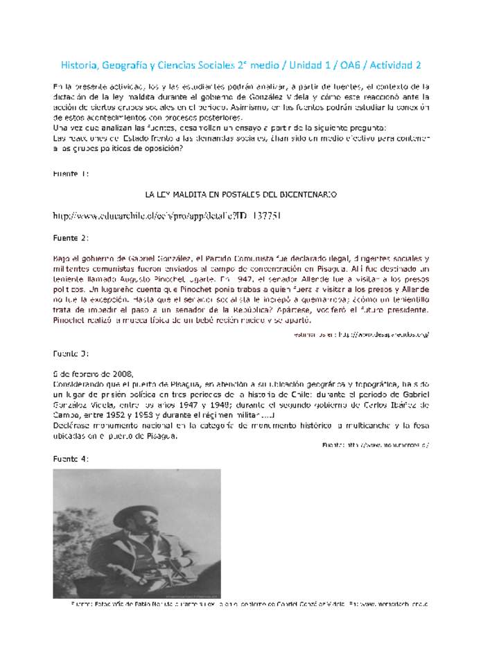 Historia 2 medio-Unidad 1-OA6-Actividad 2 Historia 2 medio-Unidad 1-OA6-Actividad 2