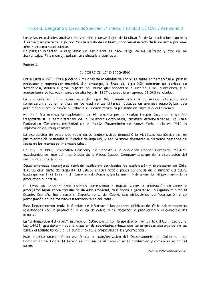 Historia 2 medio-Unidad 1-OA6-Actividad 3 Historia 2 medio-Unidad 1-OA6-Actividad 3
