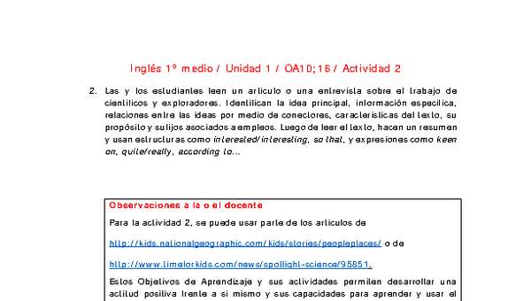 Inglés 1 medio-Unidad 1-OA10;16-Actividad 2 Inglés 1 medio-Unidad 1-OA10;16-Actividad 2
