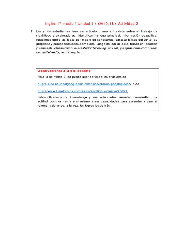 Inglés 1 medio-Unidad 1-OA10;16-Actividad 2 Inglés 1 medio-Unidad 1-OA10;16-Actividad 2