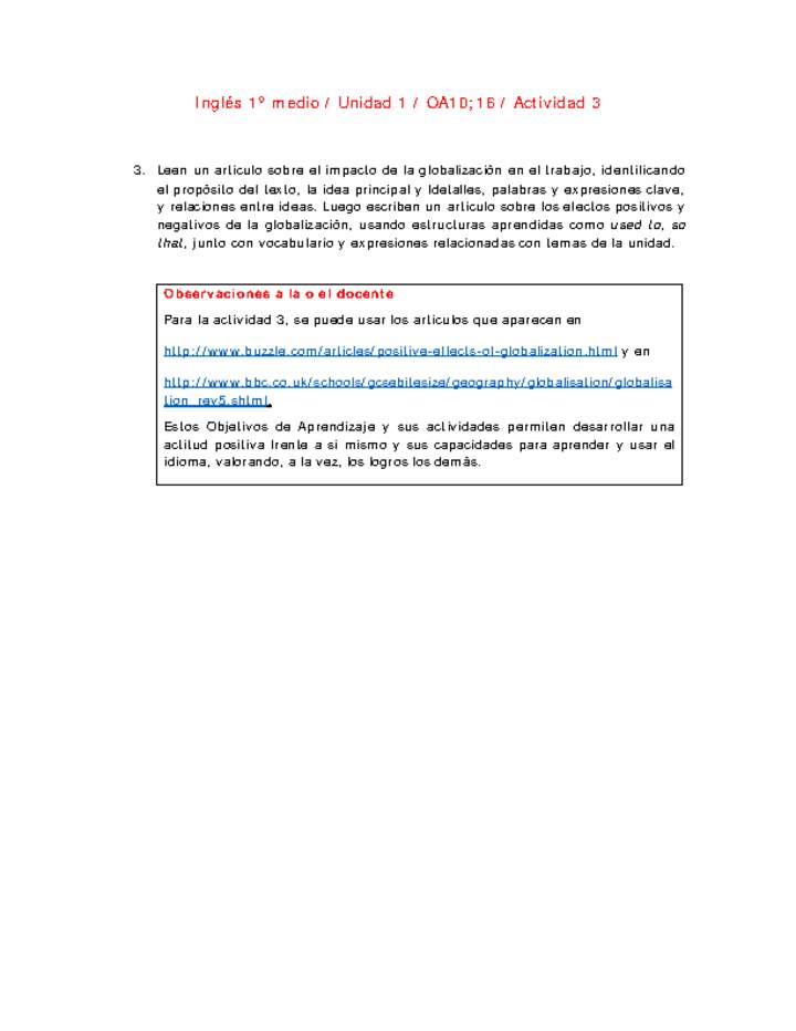 Inglés 1 medio-Unidad 1-OA10;16-Actividad 3 Inglés 1 medio-Unidad 1-OA10;16-Actividad 3
