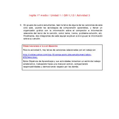 Inglés 1 medio-Unidad 1-OA11;12-Actividad 3 Inglés 1 medio-Unidad 1-OA11;12-Actividad 3