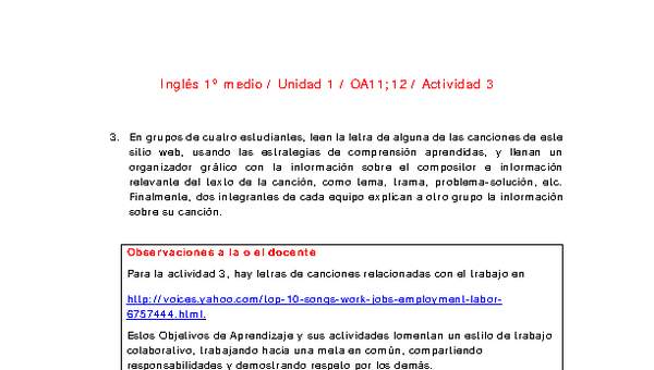 Inglés 1 medio-Unidad 1-OA11;12-Actividad 3 Inglés 1 medio-Unidad 1-OA11;12-Actividad 3