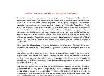 Inglés 1 medio-Unidad 1-OA13;14-Actividad 1 Inglés 1 medio-Unidad 1-OA13;14-Actividad 1