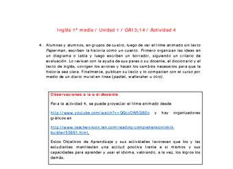 Inglés 1 medio-Unidad 1-OA13;14-Actividad 4 Inglés 1 medio-Unidad 1-OA13;14-Actividad 4