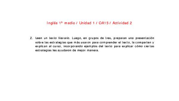 Inglés 1 medio-Unidad 1-OA15-Actividad 2 Inglés 1 medio-Unidad 1-OA15-Actividad 2
