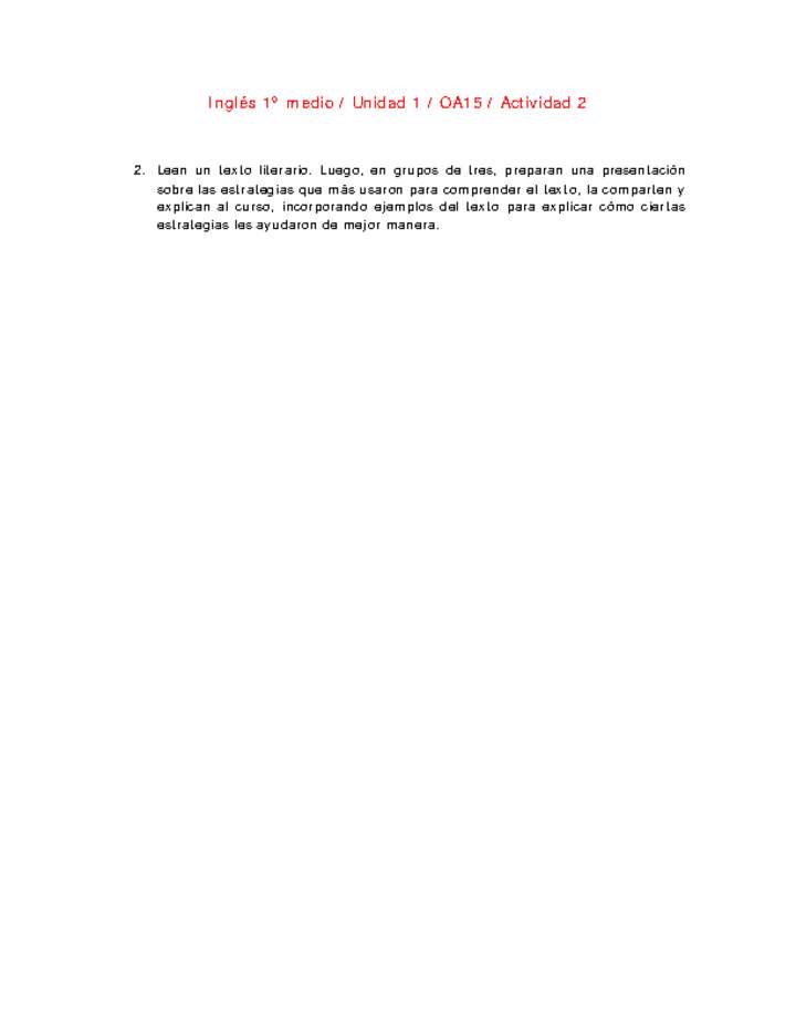 Inglés 1 medio-Unidad 1-OA15-Actividad 2 Inglés 1 medio-Unidad 1-OA15-Actividad 2