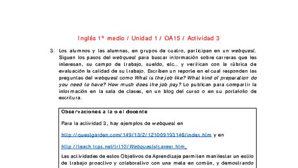 Inglés 1 medio-Unidad 1-OA15-Actividad 3 Inglés 1 medio-Unidad 1-OA15-Actividad 3