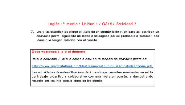 Inglés 1 medio-Unidad 1-OA15-Actividad 7 Inglés 1 medio-Unidad 1-OA15-Actividad 7