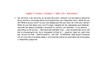 Inglés 1 medio-Unidad 1-OA1;7;8-Actividad 1 Inglés 1 medio-Unidad 1-OA1;7;8-Actividad 1