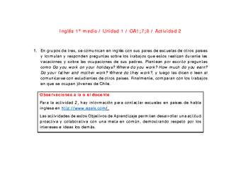Inglés 1 medio-Unidad 1-OA1;7;8-Actividad 2 Inglés 1 medio-Unidad 1-OA1;7;8-Actividad 2