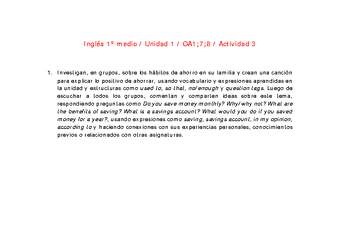 Inglés 1 medio-Unidad 1-OA1;7;8-Actividad 3 Inglés 1 medio-Unidad 1-OA1;7;8-Actividad 3
