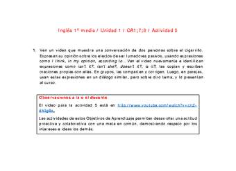 Inglés 1 medio-Unidad 1-OA1;7;8-Actividad 5 Inglés 1 medio-Unidad 1-OA1;7;8-Actividad 5