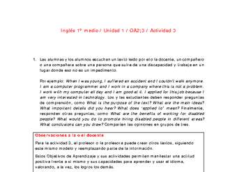 Inglés 1 medio-Unidad 1-OA2;3-Actividad 3 Inglés 1 medio-Unidad 1-OA2;3-Actividad 3