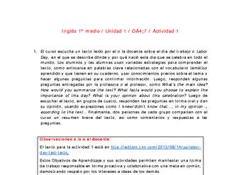 Inglés 1 medio-Unidad 1-OA4;7-Actividad 1 Inglés 1 medio-Unidad 1-OA4;7-Actividad 1