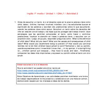Inglés 1 medio-Unidad 1-OA4;7-Actividad 2 Inglés 1 medio-Unidad 1-OA4;7-Actividad 2