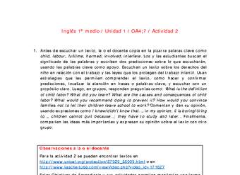 Inglés 1 medio-Unidad 1-OA4;7-Actividad 2 Inglés 1 medio-Unidad 1-OA4;7-Actividad 2