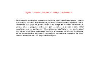 Inglés 1 medio-Unidad 1-OA4;7-Actividad 3 Inglés 1 medio-Unidad 1-OA4;7-Actividad 3