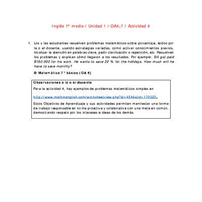 Inglés 1 medio-Unidad 1-OA4;7-Actividad 4 Inglés 1 medio-Unidad 1-OA4;7-Actividad 4