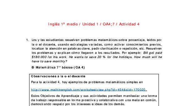 Inglés 1 medio-Unidad 1-OA4;7-Actividad 4 Inglés 1 medio-Unidad 1-OA4;7-Actividad 4