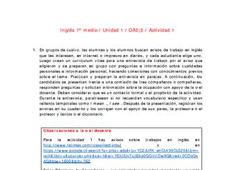 Inglés 1 medio-Unidad 1-OA5;6-Actividad 1 Inglés 1 medio-Unidad 1-OA5;6-Actividad 1