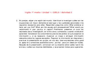 Inglés 1 medio-Unidad 1-OA5;6-Actividad 2 Inglés 1 medio-Unidad 1-OA5;6-Actividad 2