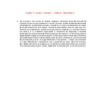 Inglés 1 medio-Unidad 1-OA5;6-Actividad 3 Inglés 1 medio-Unidad 1-OA5;6-Actividad 3