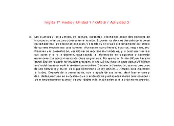 Inglés 1 medio-Unidad 1-OA5;6-Actividad 3 Inglés 1 medio-Unidad 1-OA5;6-Actividad 3