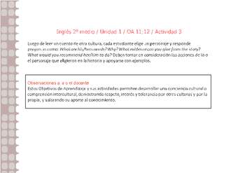 Inglés 2 medio-Unidad 1-OA11;12-Actividad 3 Inglés 2 medio-Unidad 1-OA11;12-Actividad 3