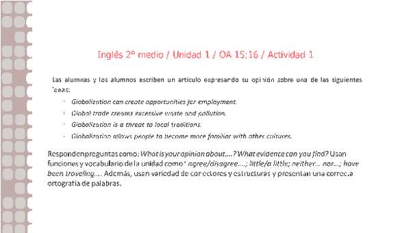 Inglés 2 medio-Unidad 1-OA15;16-Actividad 1 Inglés 2 medio-Unidad 1-OA15;16-Actividad 1