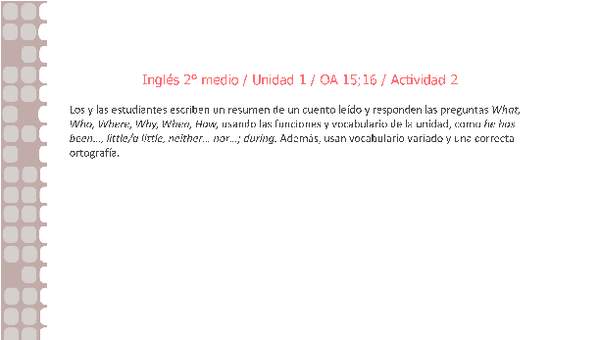 Inglés 2 medio-Unidad 1-OA15;16-Actividad 2 Inglés 2 medio-Unidad 1-OA15;16-Actividad 2