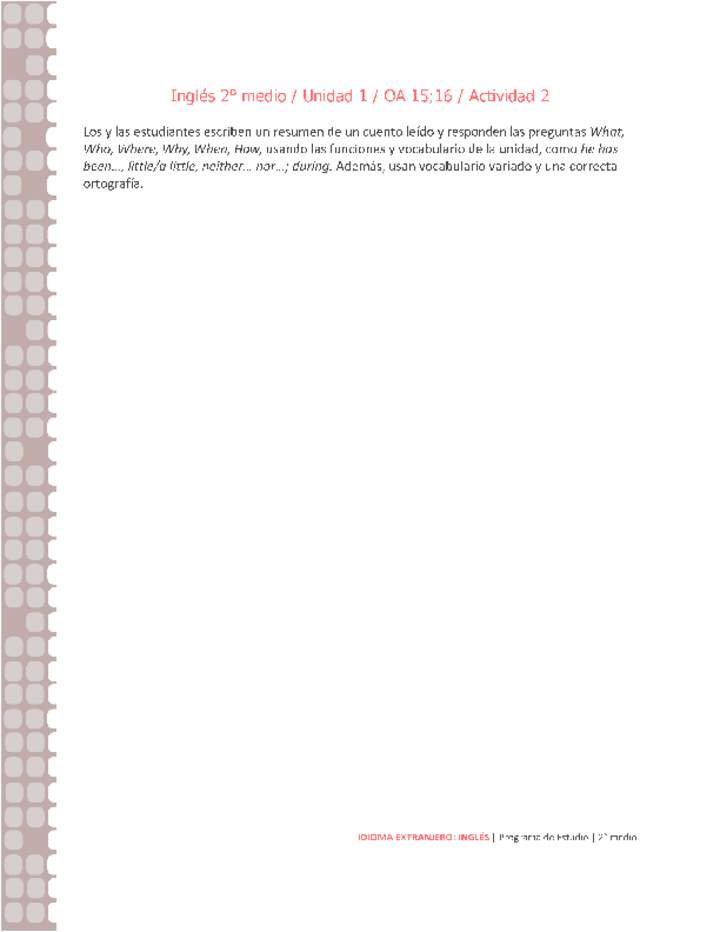 Inglés 2 medio-Unidad 1-OA15;16-Actividad 2 Inglés 2 medio-Unidad 1-OA15;16-Actividad 2