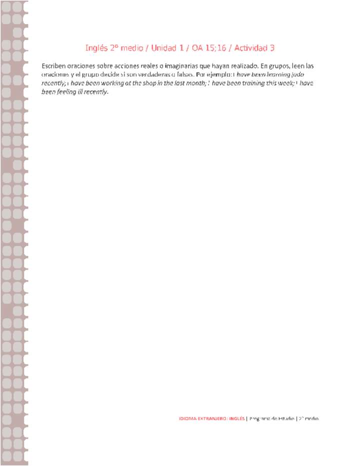 Inglés 2 medio-Unidad 1-OA15;16-Actividad 3 Inglés 2 medio-Unidad 1-OA15;16-Actividad 3