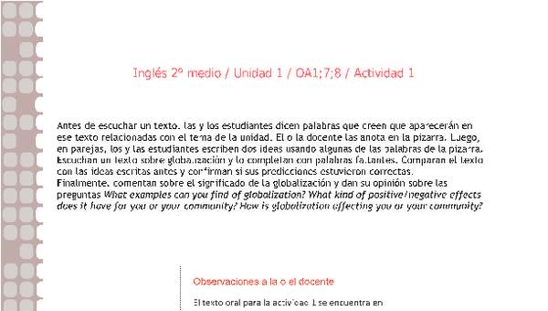 Inglés 2 medio-Unidad 1-OA1;7;8-Actividad 1 Inglés 2 medio-Unidad 1-OA1;7;8-Actividad 1