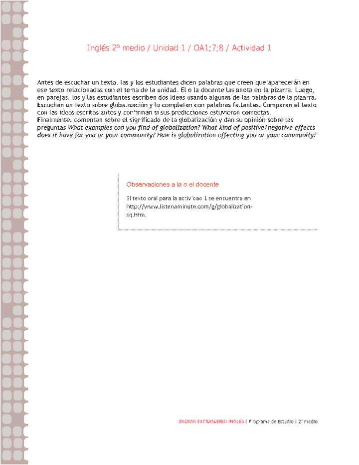 Inglés 2 medio-Unidad 1-OA1;7;8-Actividad 1 Inglés 2 medio-Unidad 1-OA1;7;8-Actividad 1